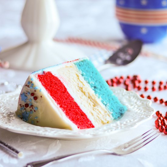 Red, White and Blue Cheesecake Cake