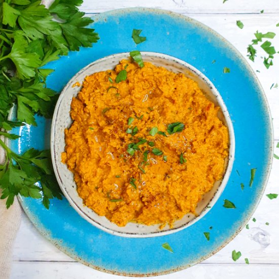 Roast Carrot and Harissa Hummus