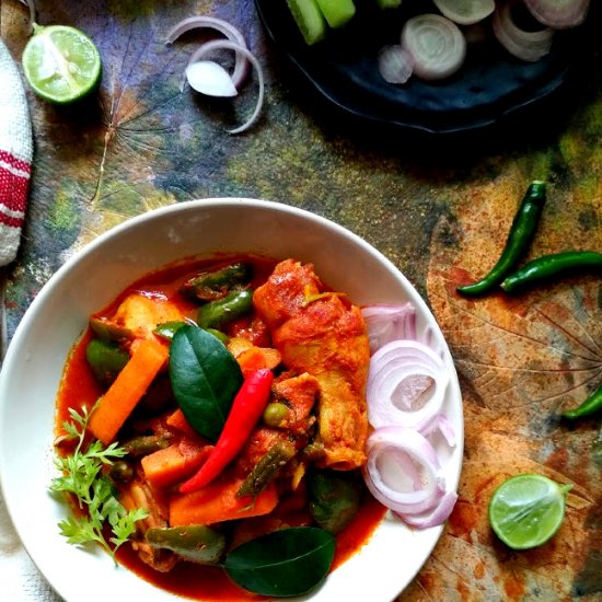 Indian chicken curry with mixed veg