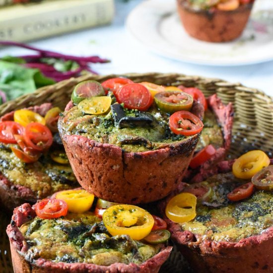 Mushroom and Matcha Beetroot Tarts