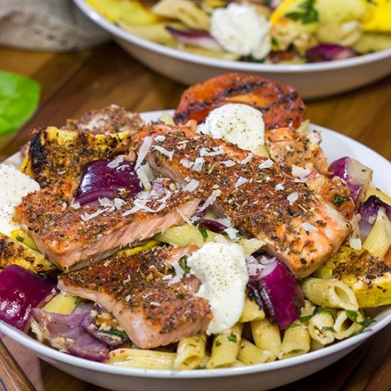 Grilled Blackened Salmon Pasta