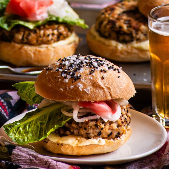 Sticky Shiitake Barley Burgers