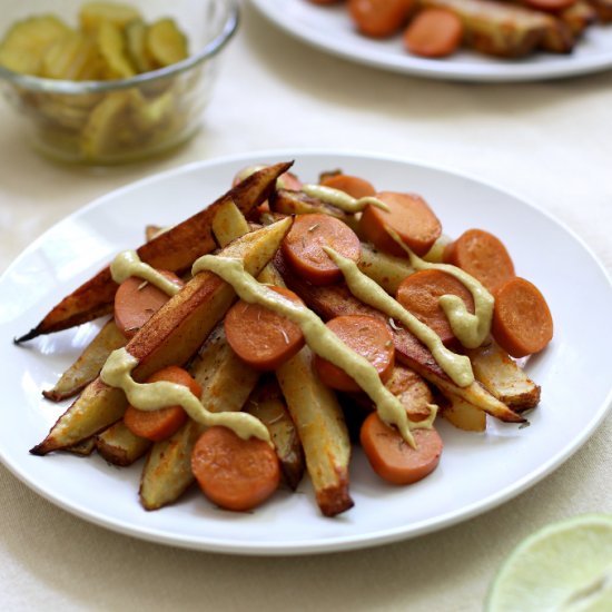 Baked French Fries & Vegan Hot Dog