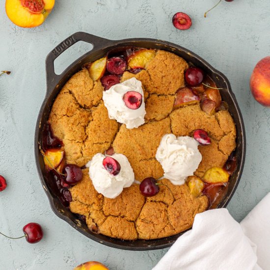 Vegan Peach Cherry Cobbler