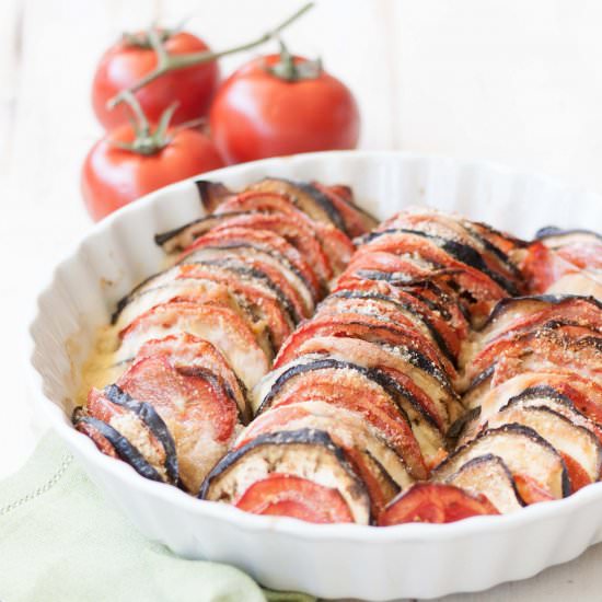 Baked augergine and tomatoes