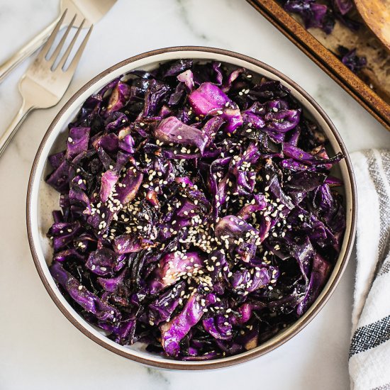 Oven roasted purple cabbage