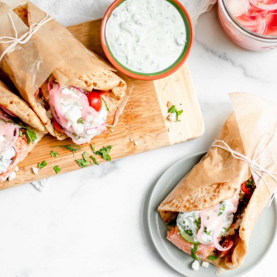 Greek Style Salmon Gyros