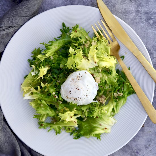 Frisée Quinoa And Poached Egg Salad