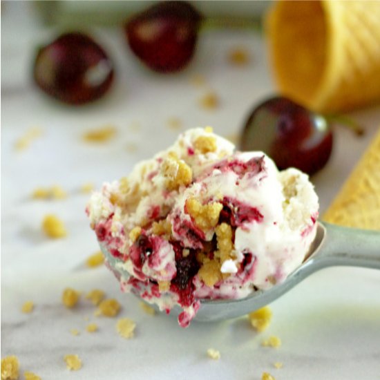 Cherry Bourbon Crumble Ice Cream