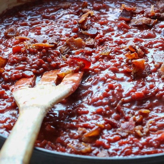 Beet and Bacon Risotto