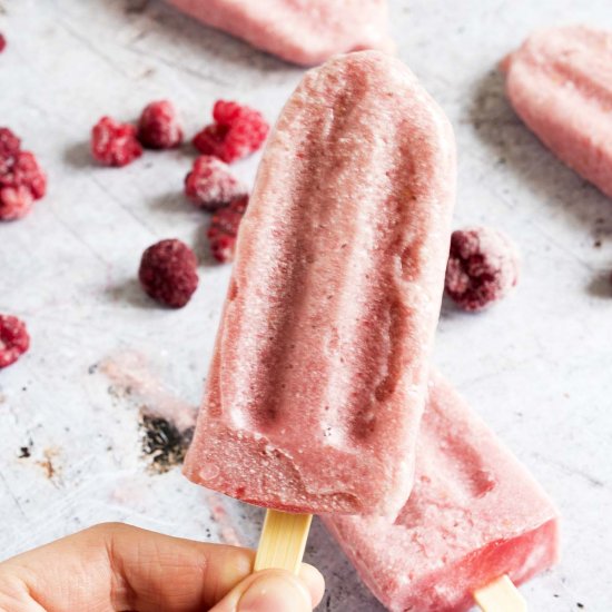 Raspberry ice lollies