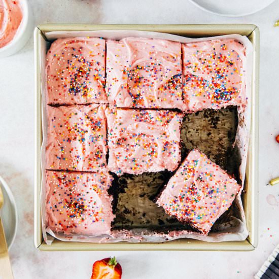 Chocolate Strawberry Snack Cake