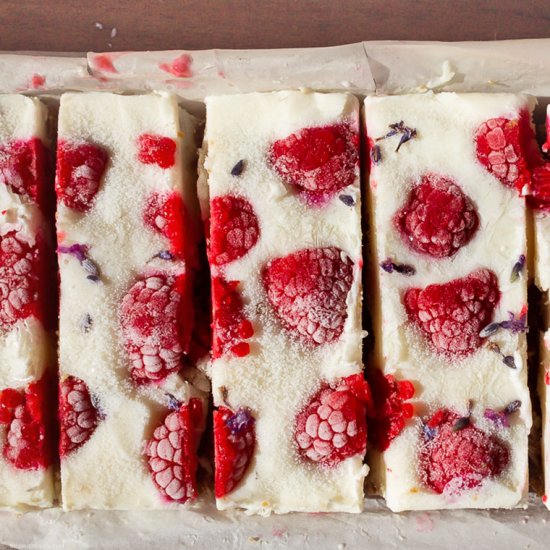 Vegan frozen yogurt & raspberry bars