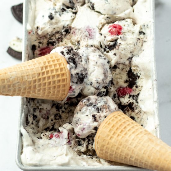 No Churn Raspberry Oreo Ice Cream