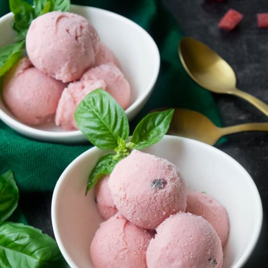 Watermelon Basil Sherbet