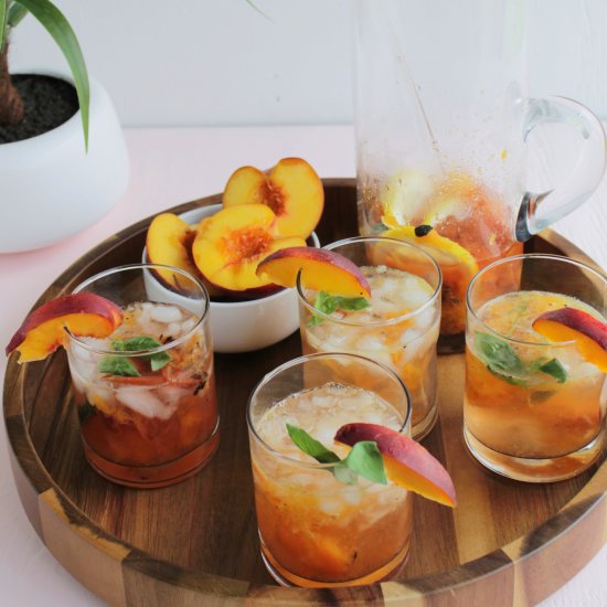 Grilled Peach & Lemon Rum Cocktail