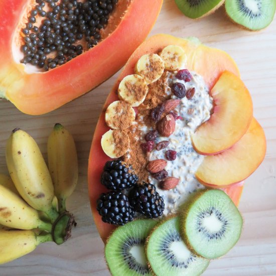 Overnight Oat Papaya Boat