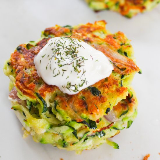 ZUCCHINI FRITTERS WITH FETA & DILL