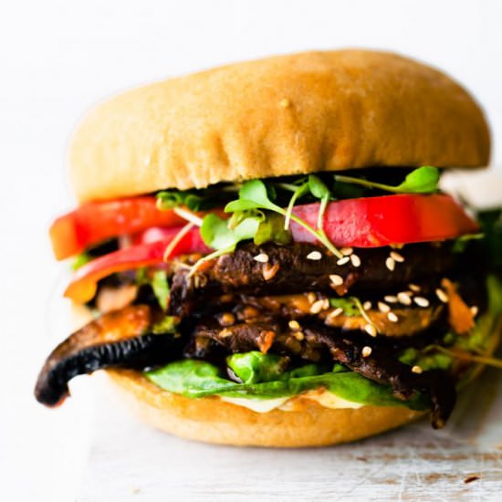 Asian BBQ Mushroom Steak Burger