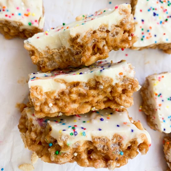 Birthday Cake Cereal Bars