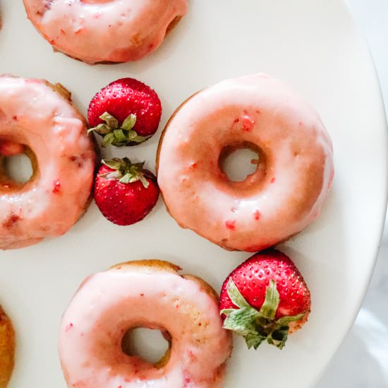 Strawberry Donuts with Lemon Glaze