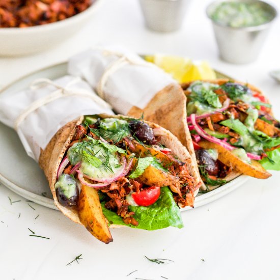 Vegan Gyros with Crispy Jackfruit