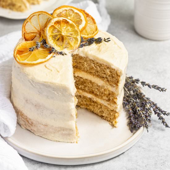 Vegan Lemon Lavender Layer Cake