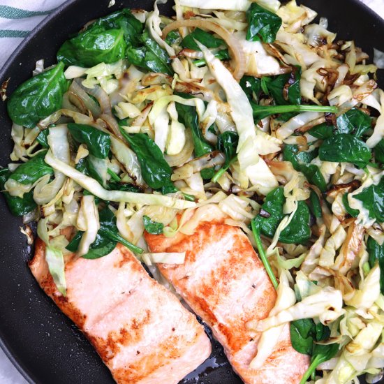 Pan-Seared Salmon with Cabbage