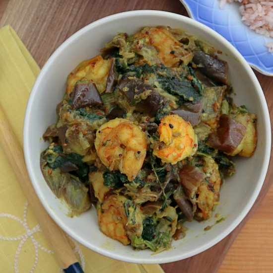 Side dish with pumpkin leaves