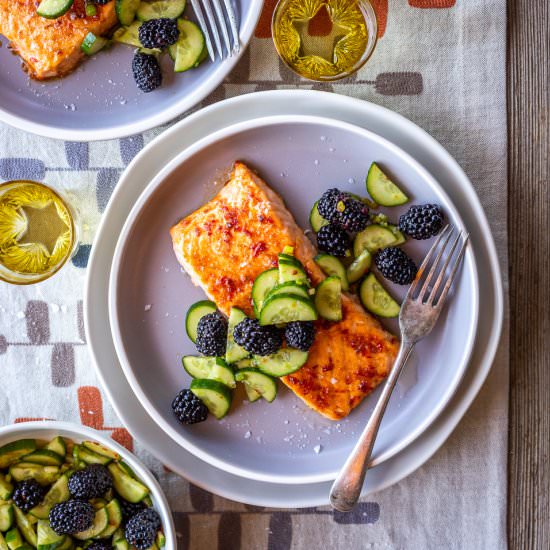 Salmon with Blackberry Salad