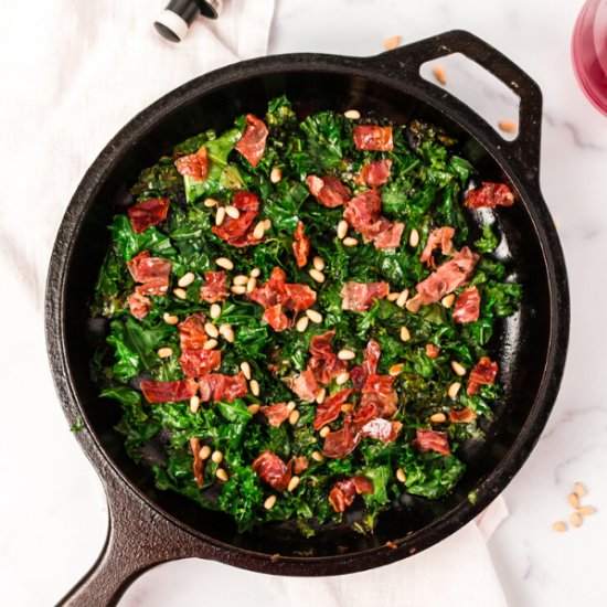 One Pan Kale with Prosciutto