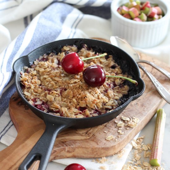 Cherry Rhubarb Crisp in Skillets