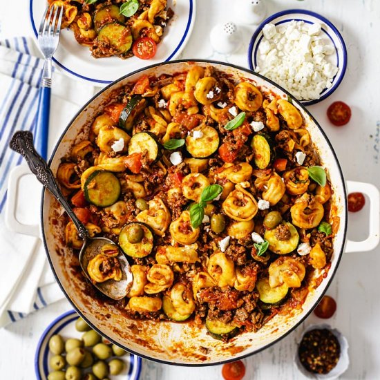 Beef and Cheese Tortellini Skillet