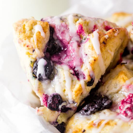 Glazed Mixed Berry Scones