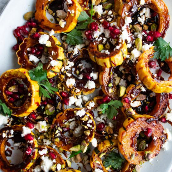 Pomegranate Glazed Delicata Squash