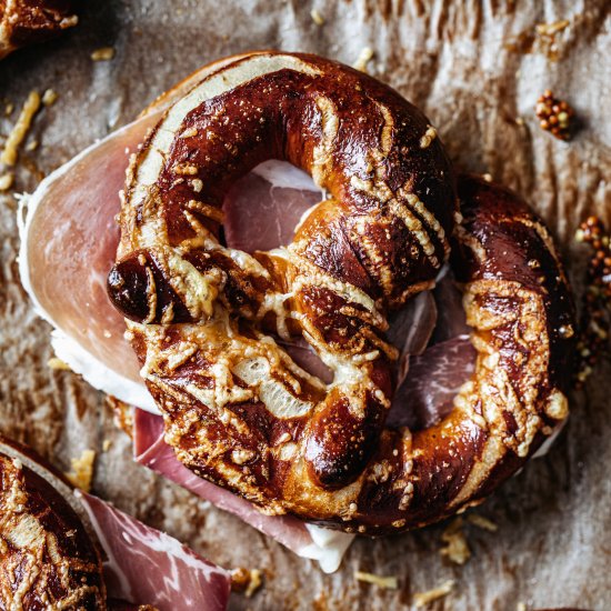 Soft Pretzels with Speck & Gruyère