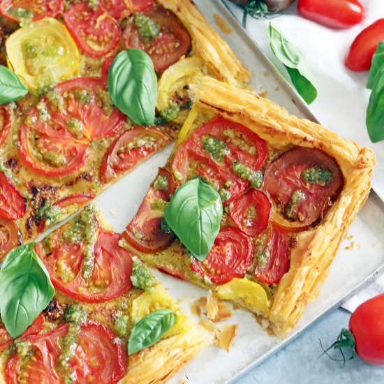 Puff Pastry Tomato Tart with Pesto