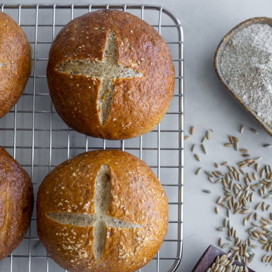 Rye Pretzel Buns