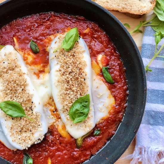 One Pan Skillet Eggplant Parmigiana