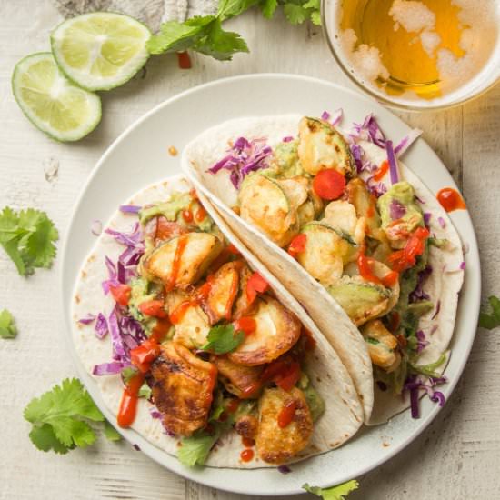 Beer Battered Zucchini Tacos