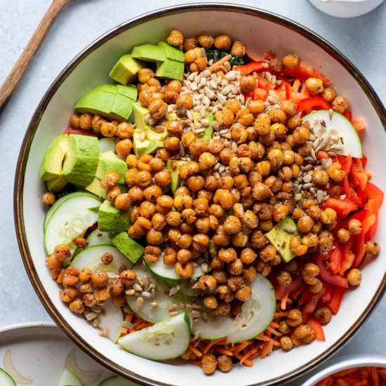 Honey Mustard Chickpea Kale Salad