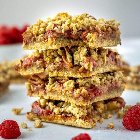 Raspberry Rhubarb Crumb Bars