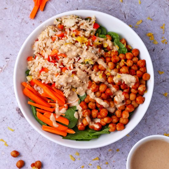 Buffalo Chickpeas and Rice Bowls