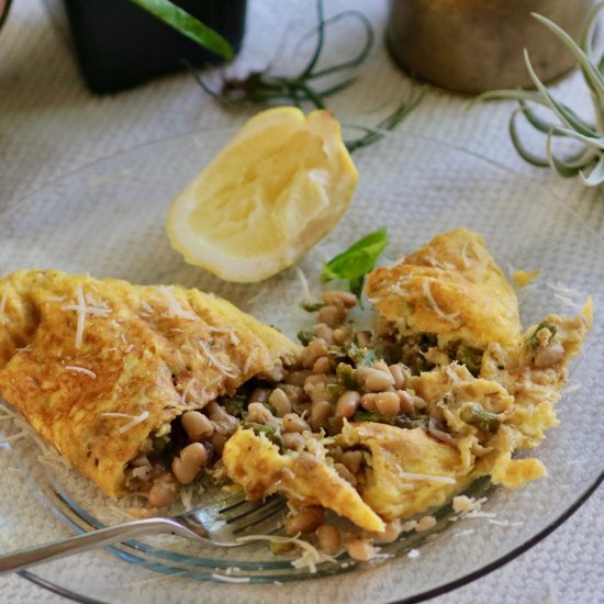 VEGAN Asparagus, Bean & Parm Omelete