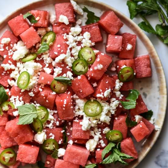 Watermelon w/ Feta, Mint, Hot Honey