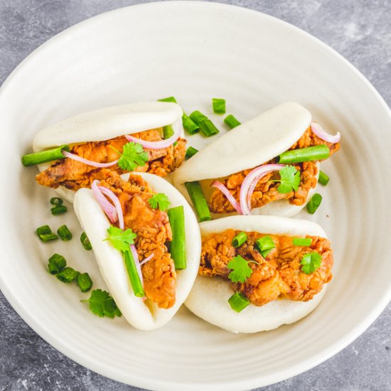 Bao Buns with Crispy Fried Chicken