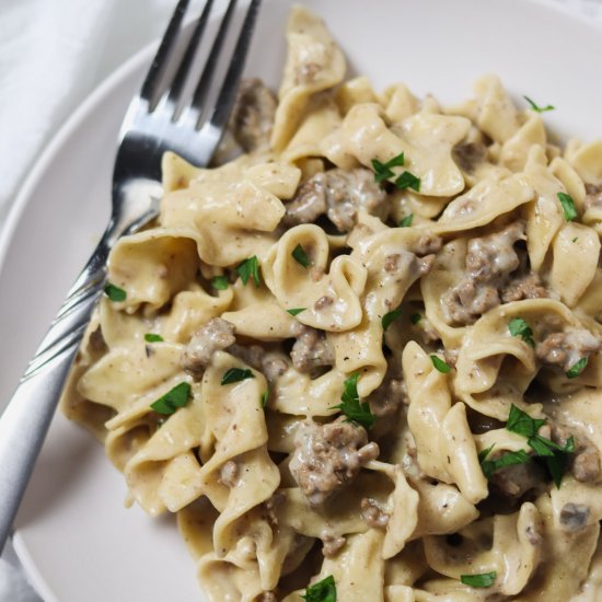 Instant Pot Ground Beef Stroganoff