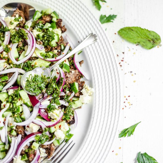 Ground Lamb & Halloumi Salad