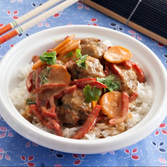 Low Fodmap Meatball Satay Stir Fry