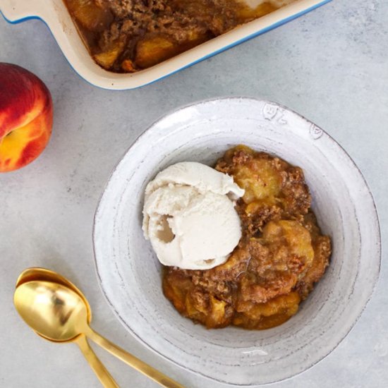 Lightened Up Peach Cobbler